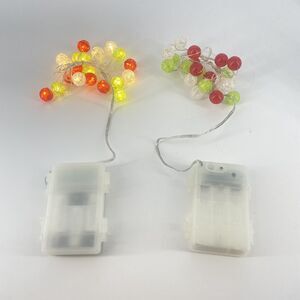 Set of 2 Pier 1 Multi Color Sphere Glimmer Strings Flexible LED Lights 10ft